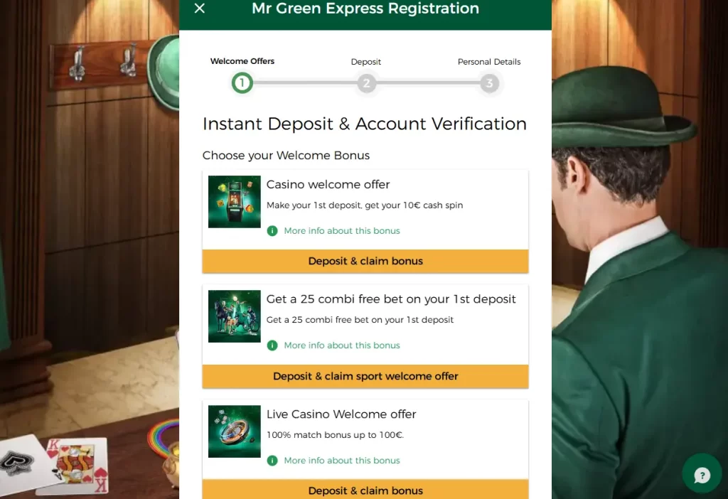 Rekisteröityminen MrGreen Live Casino